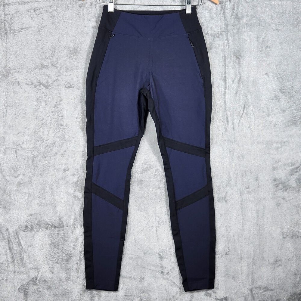 Athleta Womens Size 4 Highline Hybrid‎ Summer Tight Pants Blue Zipper Pocket
